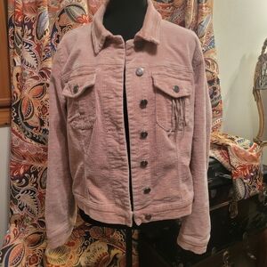 Women's Pink Corduroy Jean Jacket, M, Bling Attached/easily Removable  Add Style